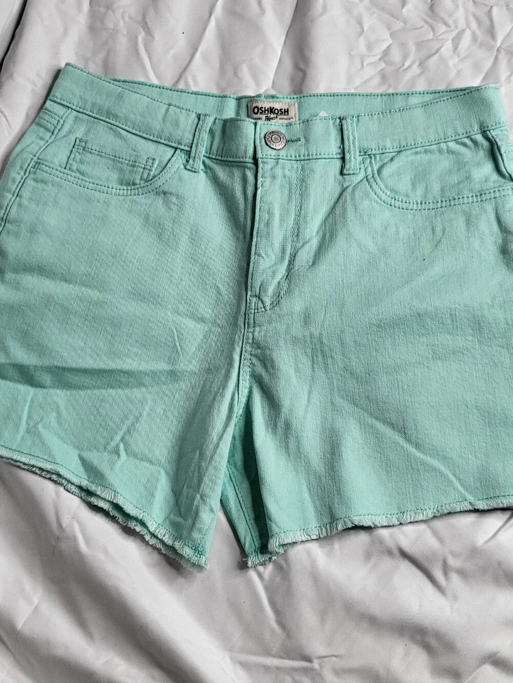 OshKosh B'gosh Mint Green Denim Shorts with Frayed Hem